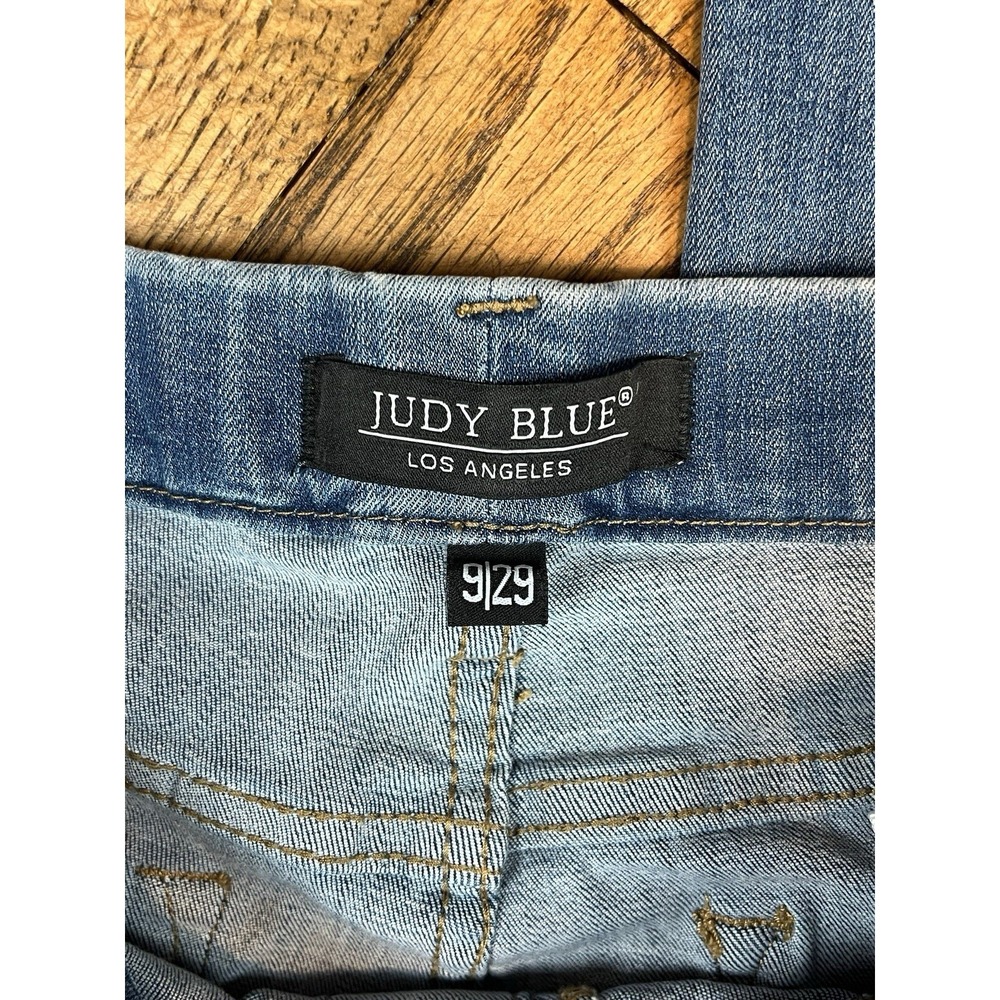 Judy Blue Slim Boot Distressed Denim Blue Stretch Waist Jeans Women's Sz 28x30 - Picture 2 of 7